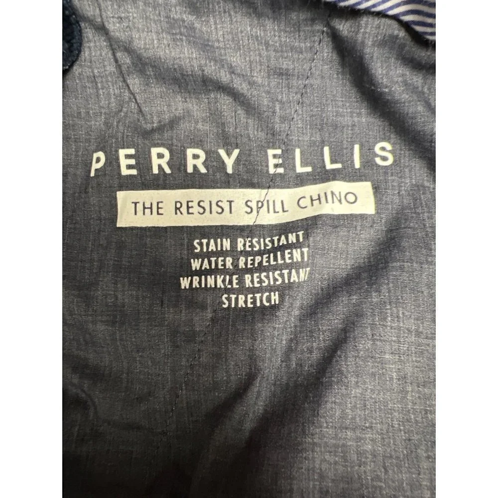 Perry Ellis Resist Spill Chino Slim Stretch Blue Men's Dress Pants Size 38
